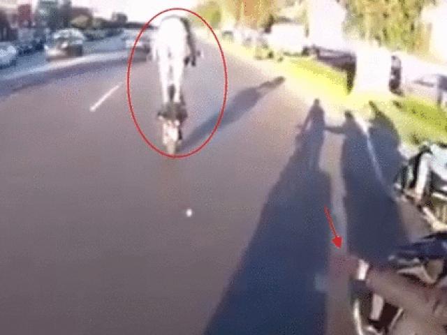 Video: Đứng lái xe máy, bị người đi đường vỗ mông, tông thẳng đuôi ô tô