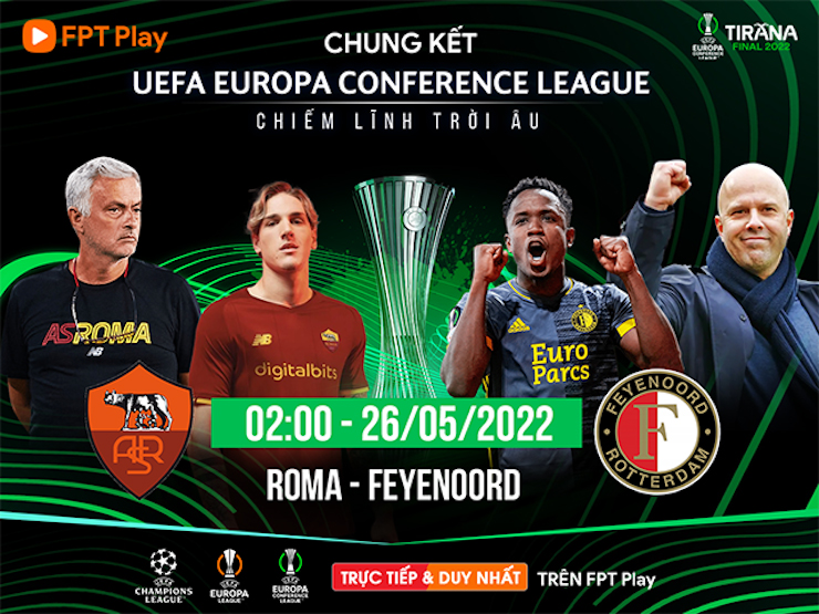 Chung kết UEFA Europa Conference League trên FPT Play: Đón chờ nhà vô địch đầu tiên