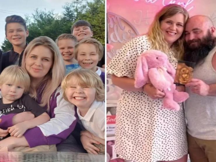 Bà mẹ 34 tuổi có 9 đứa con trai vỡ òa khi mang bầu con gái