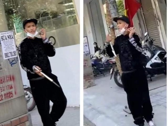 Hà Nội: “Đầu trần” đi xe, thanh niên rút dao múa võ khi gặp cảnh sát 141